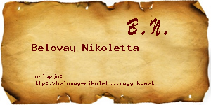 Belovay Nikoletta névjegykártya