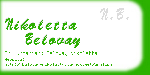 nikoletta belovay business card